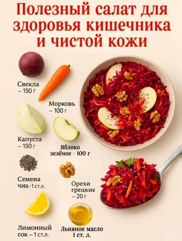 Полезный салат для здоровья кишечника и чистой кожи!

Бери на заметку!

#питание

🏃‍♂️‍➡️ Гимнастик
