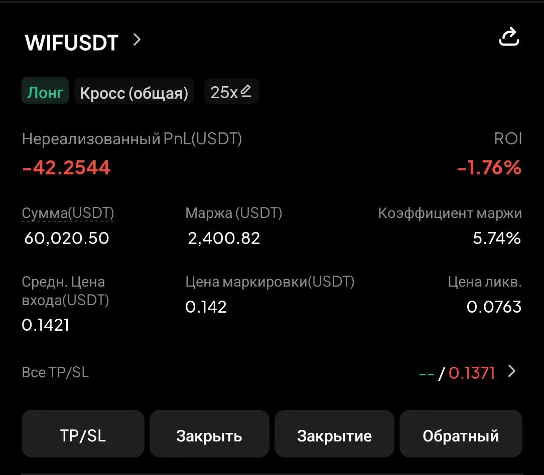 🚀Заходим WIF long 25x