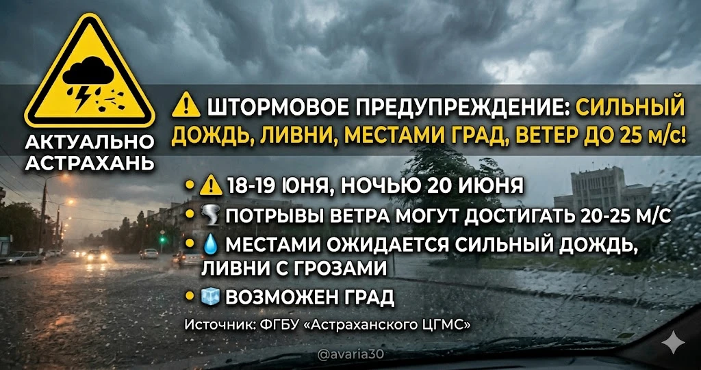 ⚠️Ливни, град и ветер до 25 м/с: жителей области предупредили об опасности

Сегодня с 14:00 и до кон