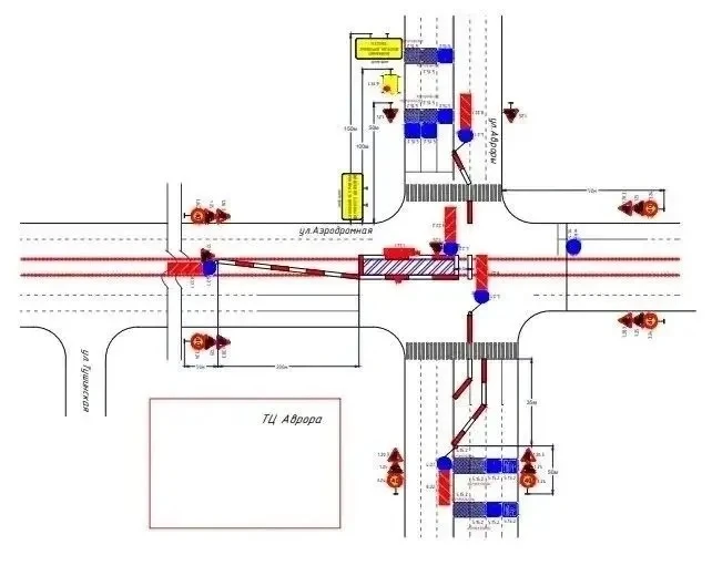 🚧 На Перекрестке Авроры—Аэродромной Автомобилистам запретят часть поворотов из-за ремо...