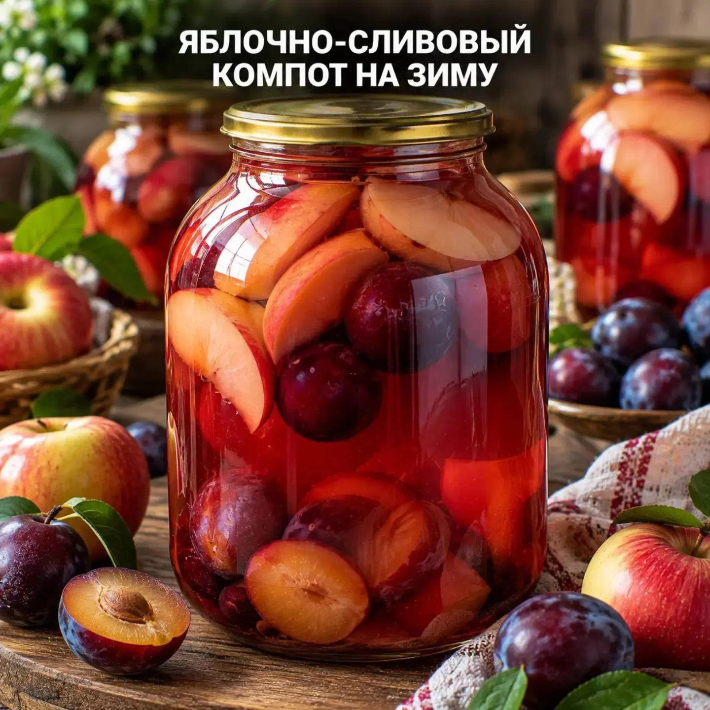 🍎 ЯБЛОЧНО-СЛИВОВЫЙ КОМПОТ НА ЗИМУ