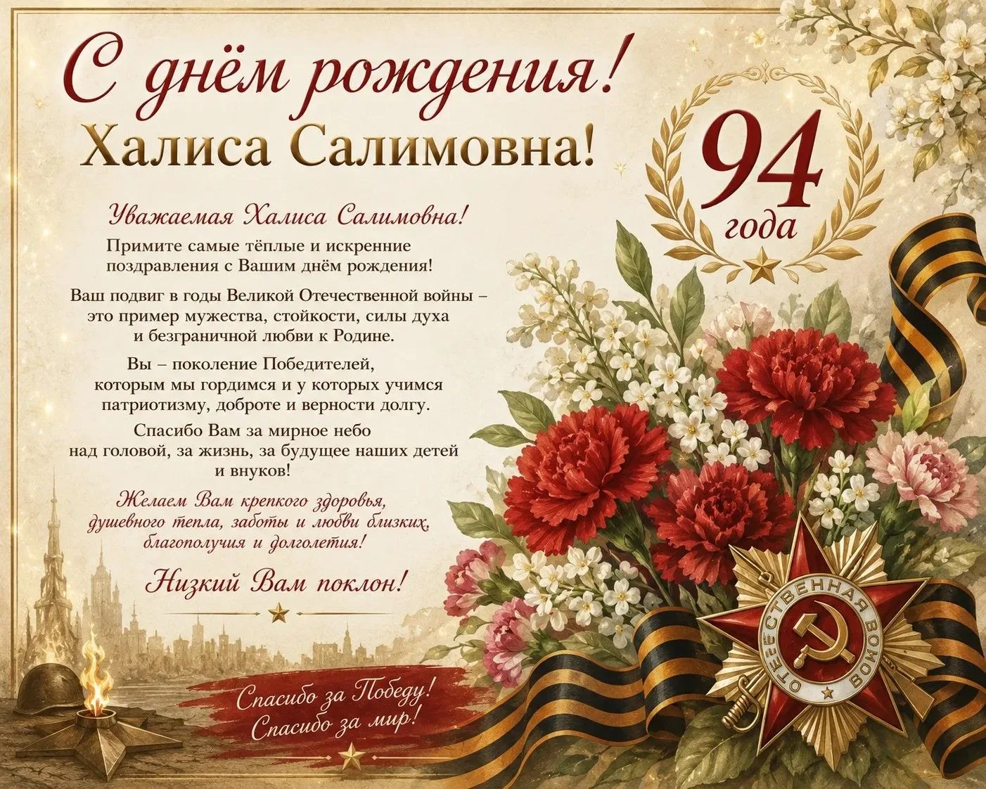 💐 94 года мужества, труда и любви: день рождения Халисы Салимовны Абзалтдиновой