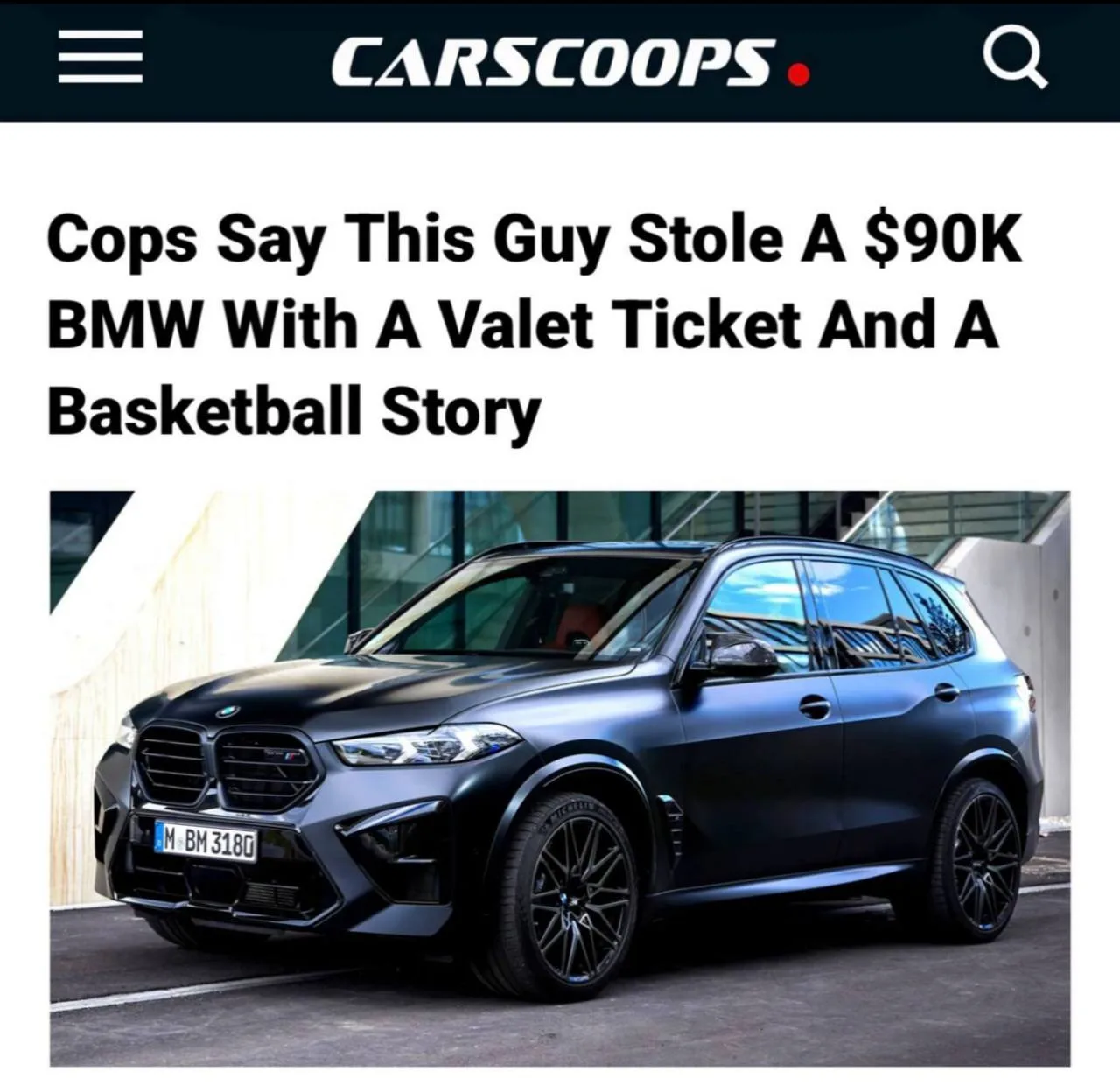 Парень угнал BMW за $90 тысяч просто с помощью чужого парковочного талона.