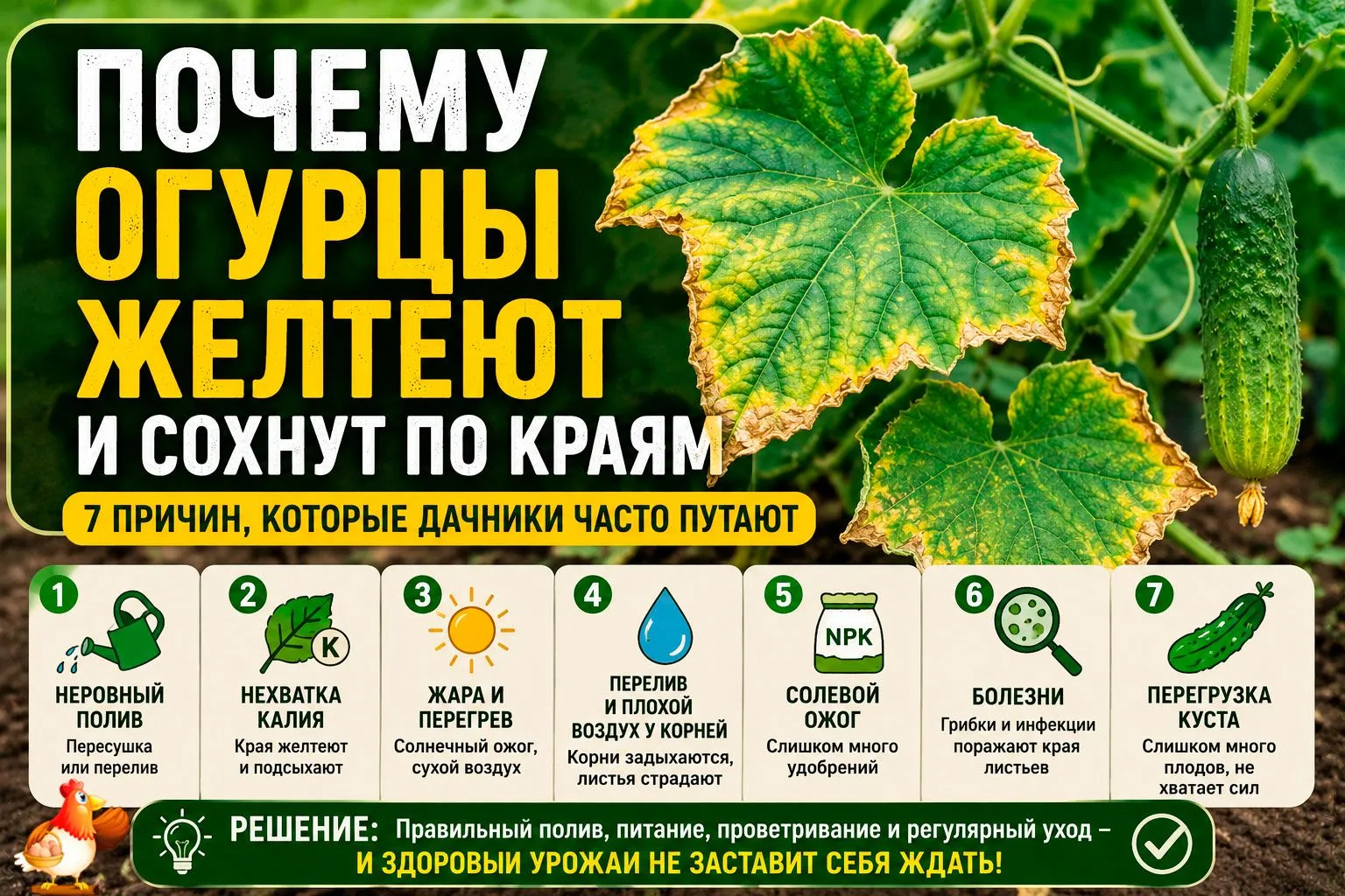 Лист по краям сохнет, а дачник гадает. Почему огурцы желтеют и листья сохнут по краям –...