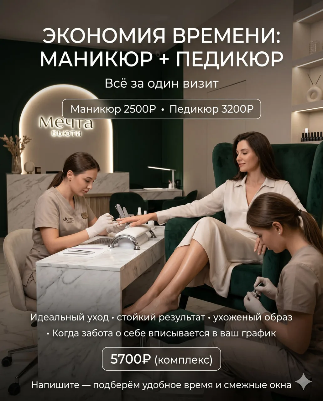 Экономия времени: Маникюр + Педикюр ⏳💅