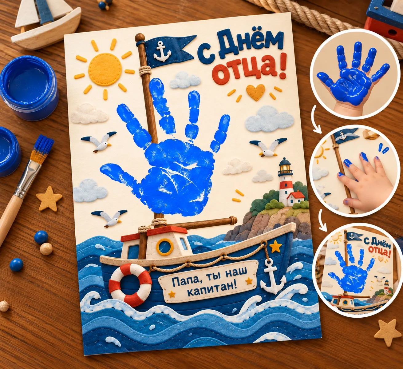 Три заготовки для поделок ко Дню отца 💙