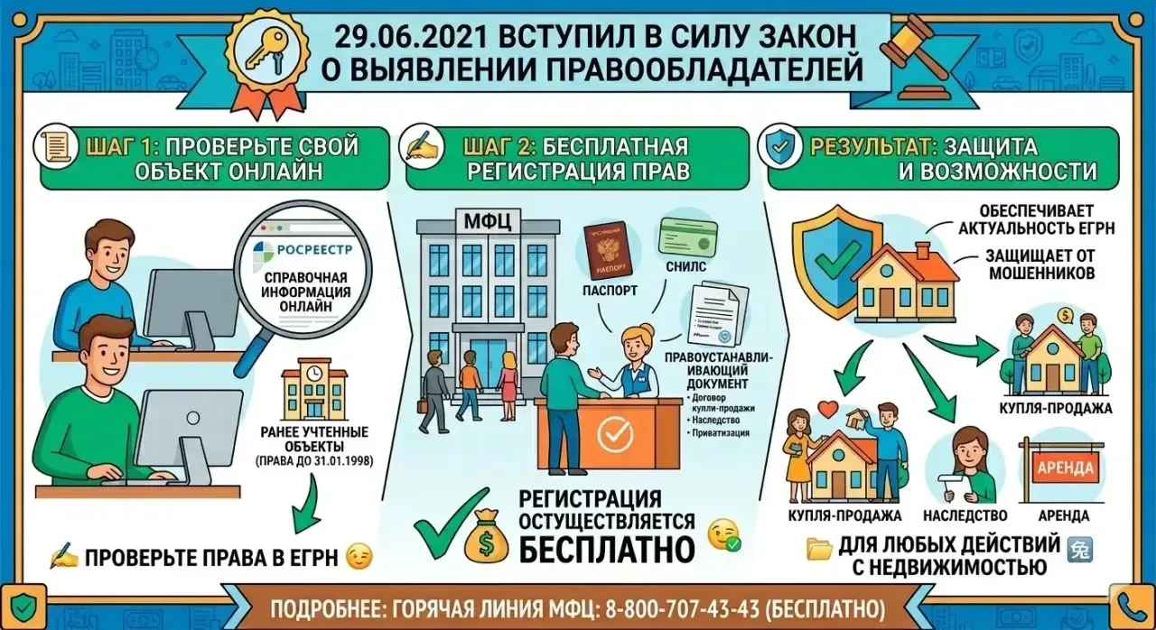 29.06.2021 г. вступил в силу федеральный закон, устанавливающий порядок выявления правообладателей р