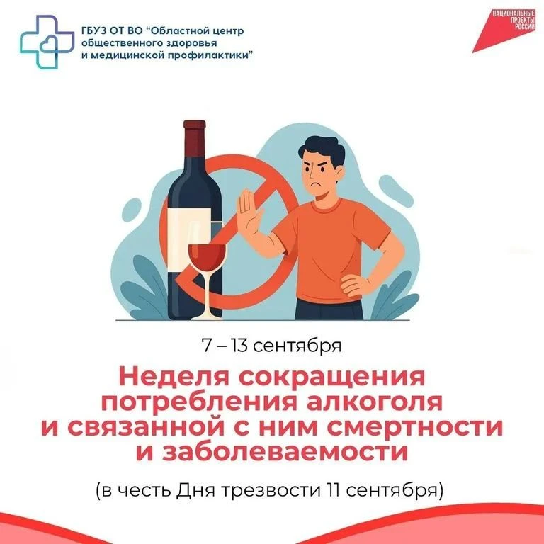 ❗️Неделя с 07.09 по 13.09.2026года объявлена неделей сокращения потребления алкоголя и ...