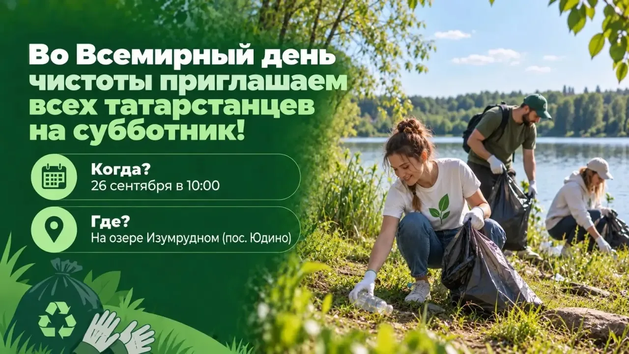📣🌿Во Всемирный день чистоты приглашаем всех татарстанцев на субботник!