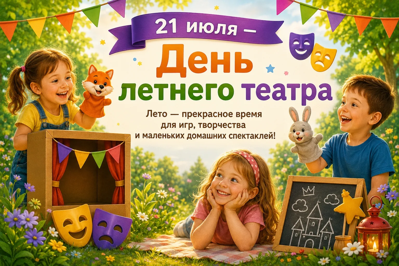 🎭 В день летнего театра в группе "Радуга" 🌈 и "Пчелка"🐝 прошла увлекательная викторина «В мире ск