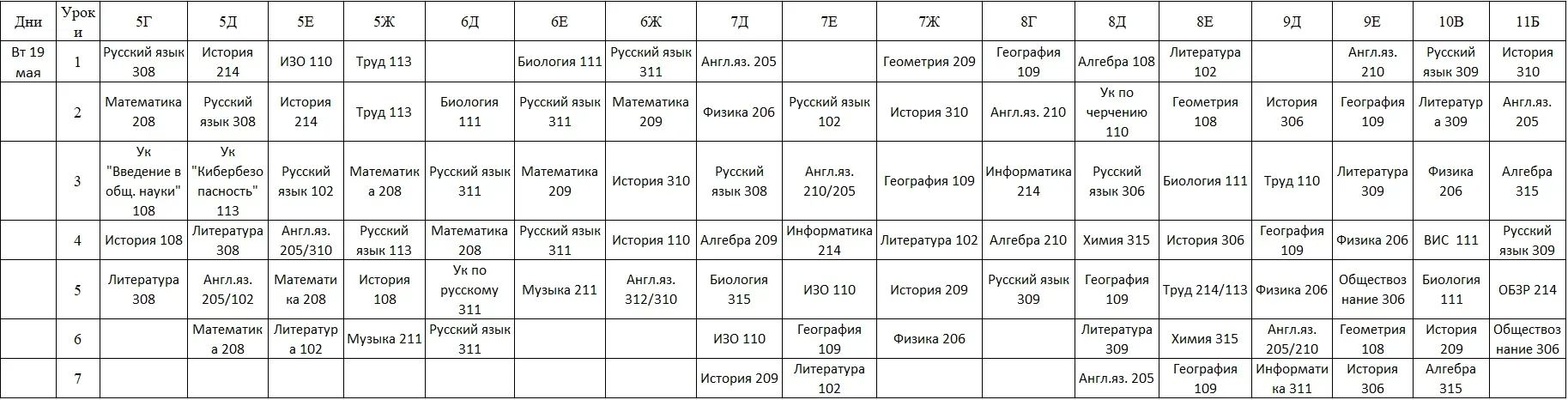 Расписание на 19.05.2026 ✈️