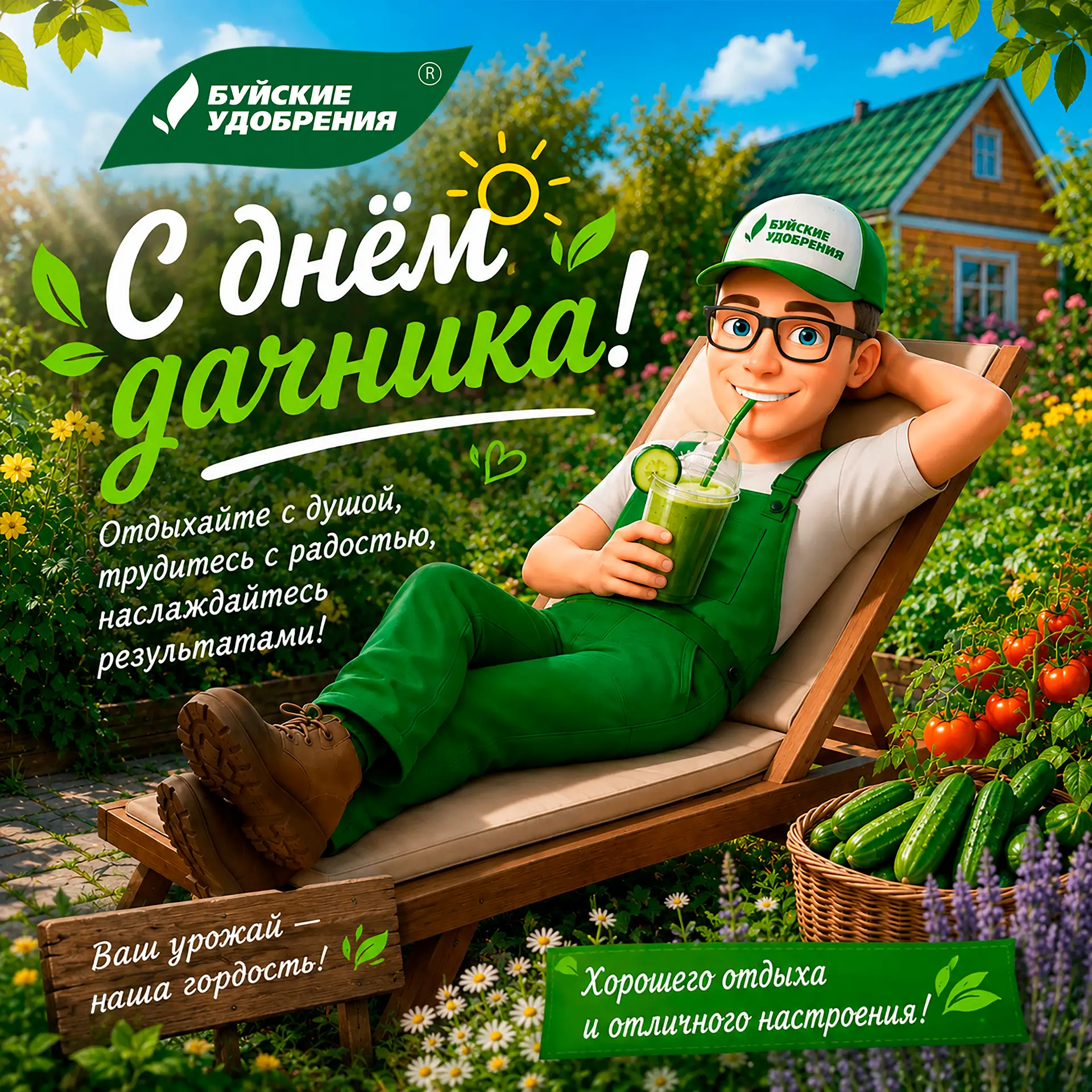 🍅 Официальный день тех, кто встает в 5 утра не на работу, а поливать огурцы!