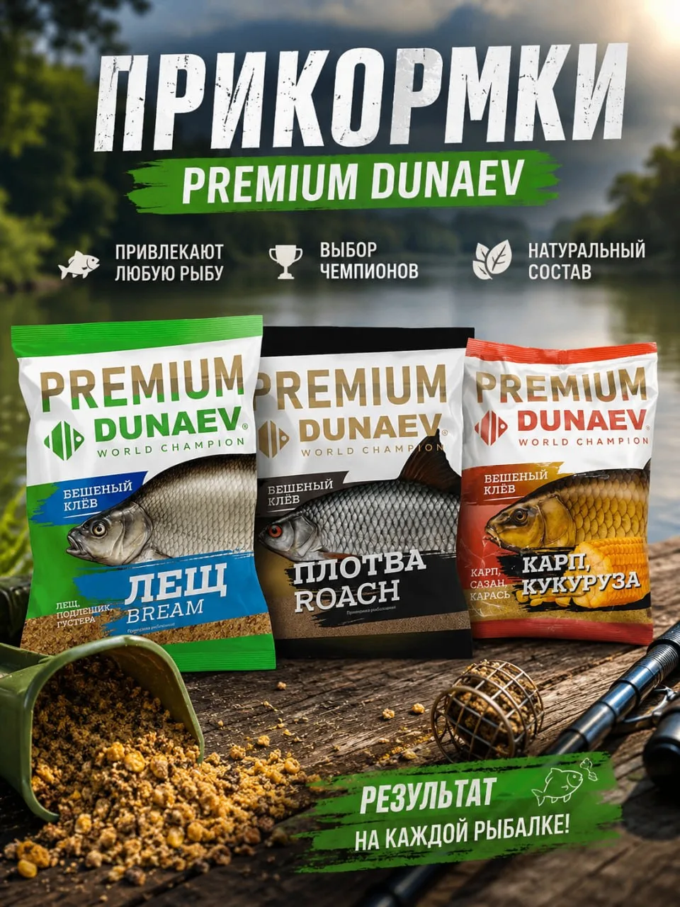 ⚡️ Поймай больше — с прикормками Premium Dunaev!