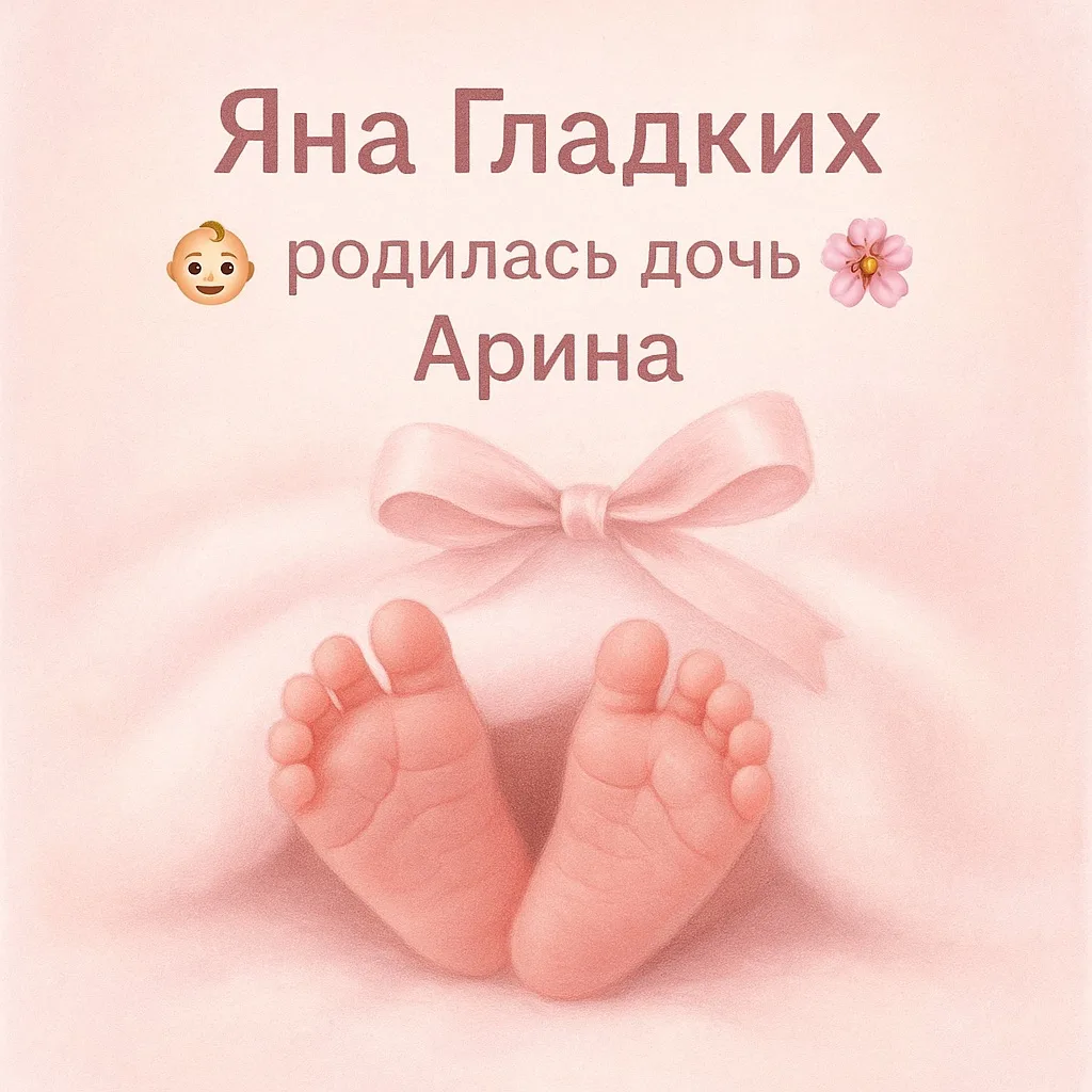 👶 Актриса Яна Гладких стала мамой — 19 августа родилась дочь Арина 🌸  Звезда «Глухаря» сообщила радо