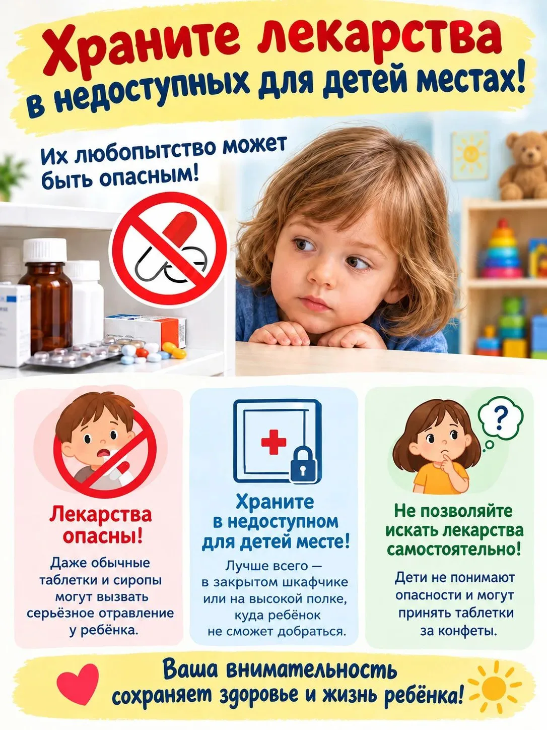 💊 Лекарства должны храниться в недоступном для детей месте. Берегите здоровье и безопа...