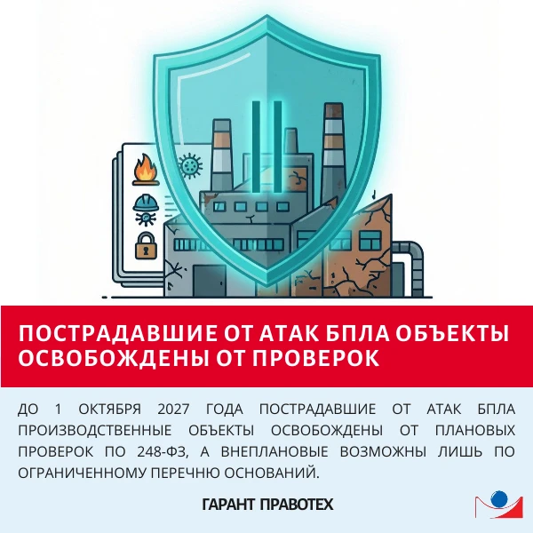 🛡️ Пострадавшие от атак БПЛА объекты освобождены от проверок
