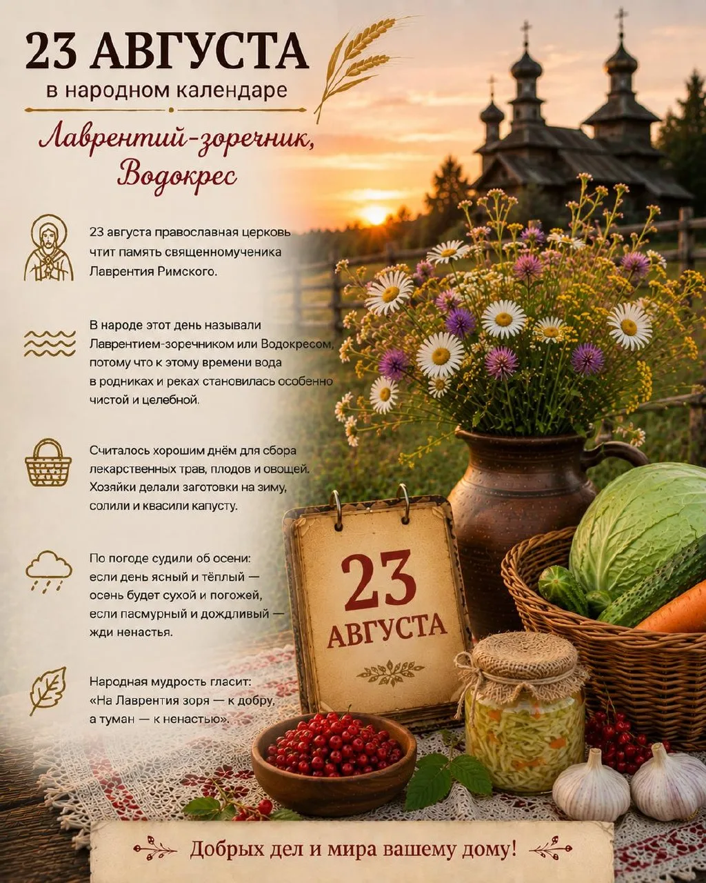 🌅 23 августа — Лаврентьев день
