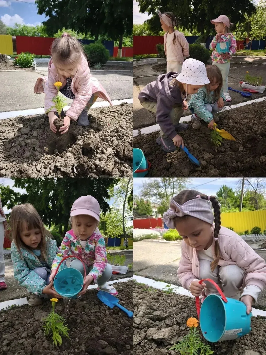 Мы целое утро возились с цветами,