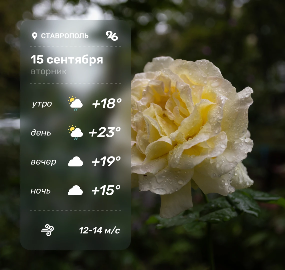 ☁️ Погода в Ставрополе 15 сентября
