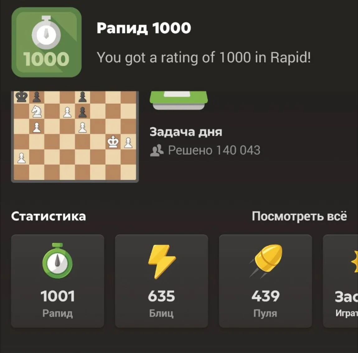 Рейтинг 1000 на chess.com