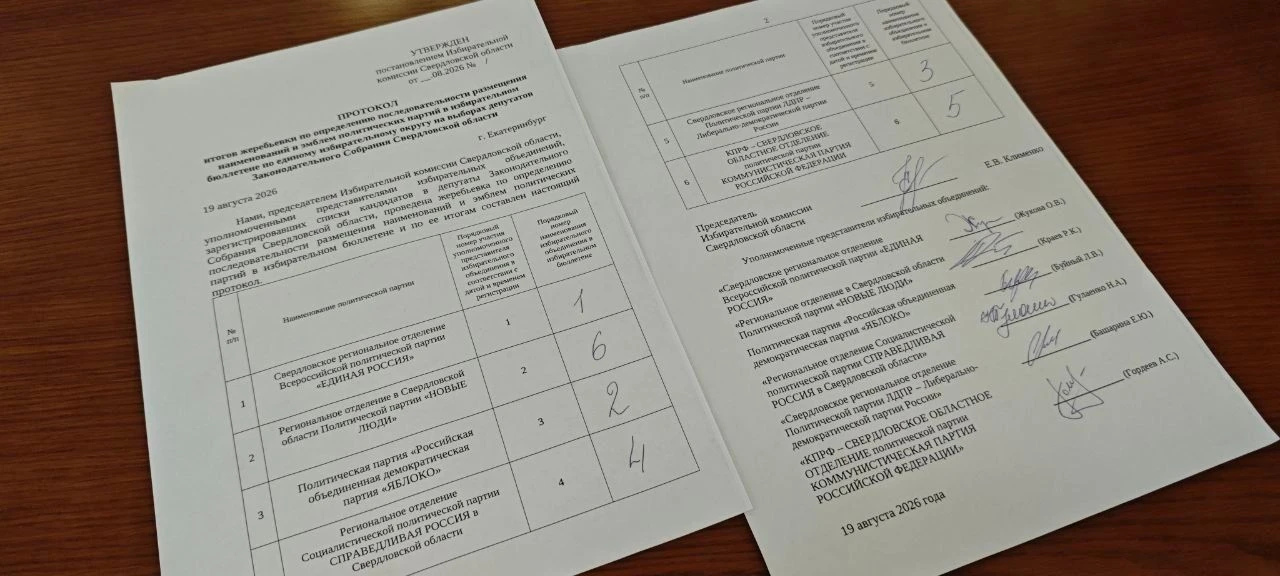 В Свердловской области определили порядок партий в бюллетенях по выборах в заксо по еди...