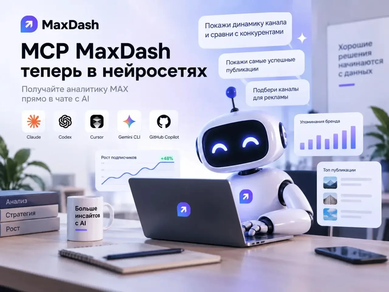 Изображение 1 к публикации «MaxDash.ru — аналитика каналов мессенджера MAX»