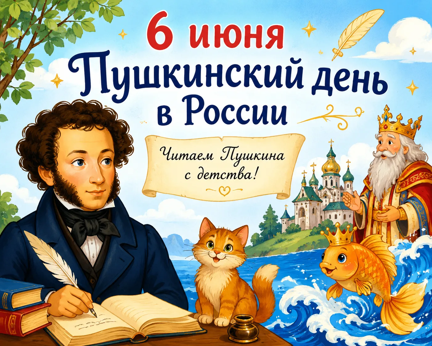 📚В нашем детском саду прошёл Пушкинский день!
Ребята с удовольствием познакомились со сказками вели