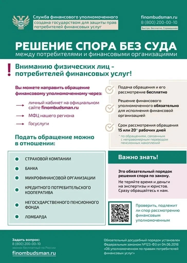 Уважаемые родители, добрый день! Ознакомтесь с информацией от Службы финансового уполно...
