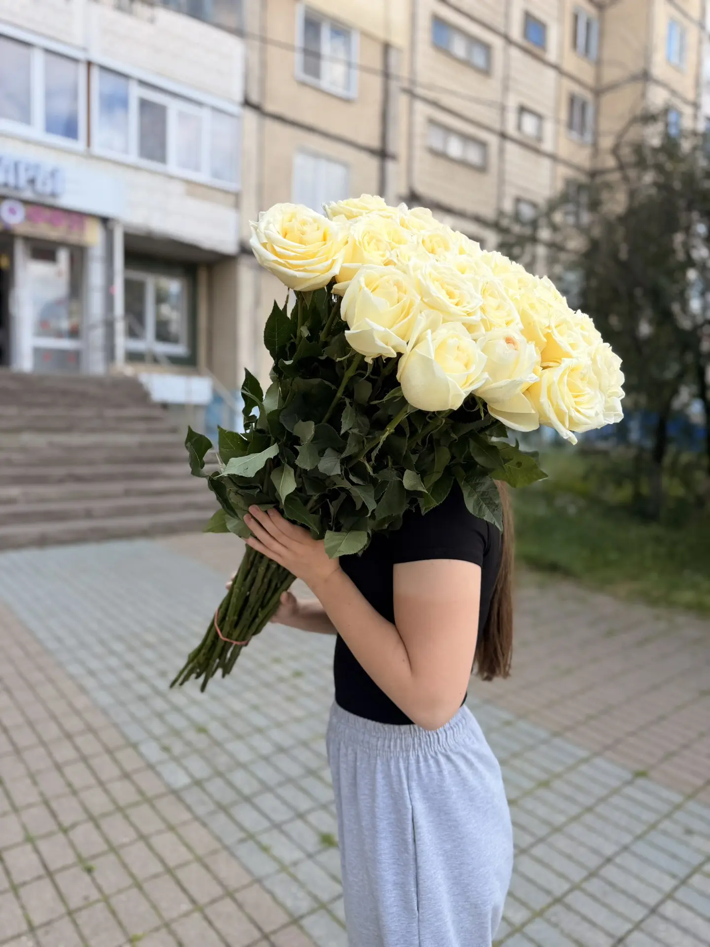 Пионовидная ароматная роза в нежном сливочном оттенке 💛