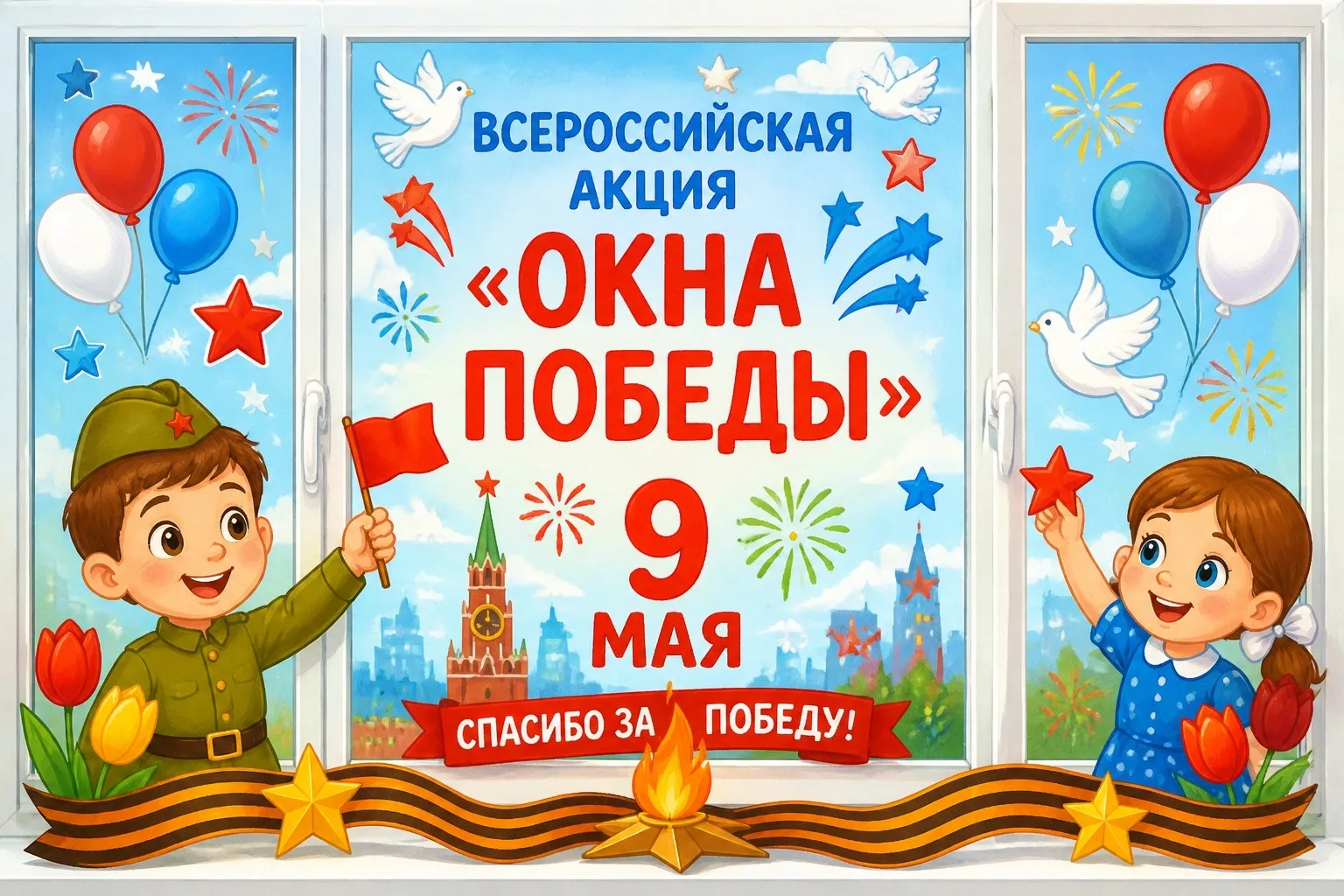 🪟 Присоединяйтесь к Всероссийской акции «Окна Победы»! 🪟