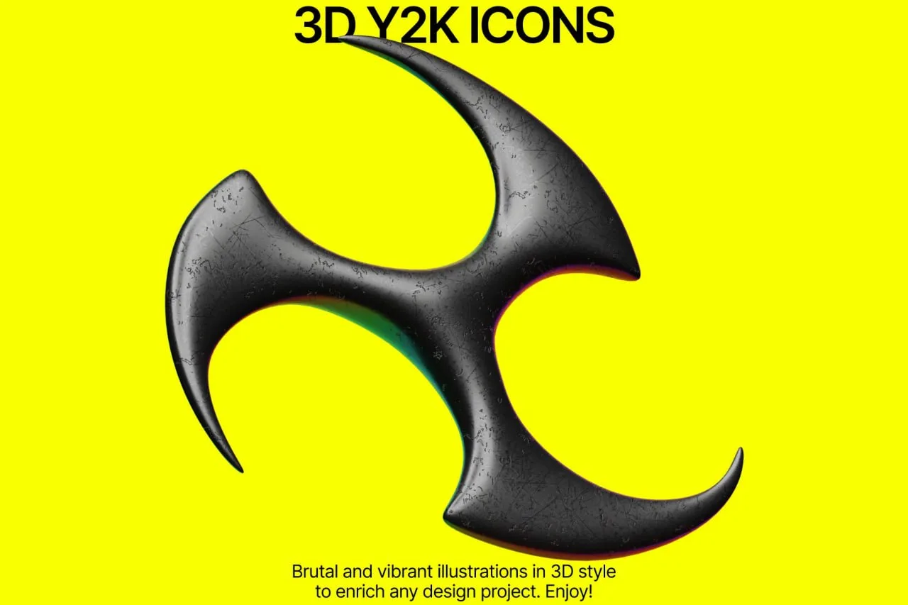 3D Y2K Icons Pack

Пак высококачественных рендеров иконок для твоих проектов. Внутри 55 элементов в 