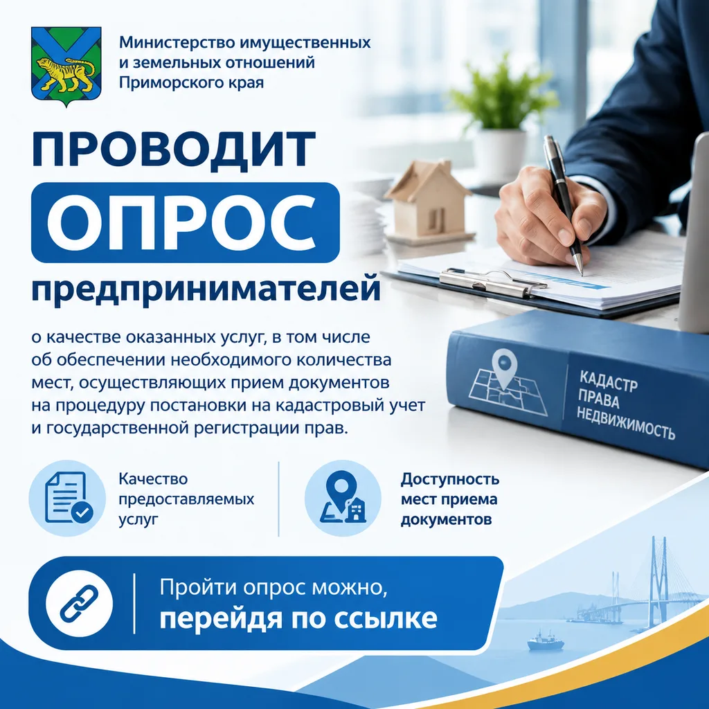 Министерство имущественных и земельных отношений Приморского края проводит опрос предпр...