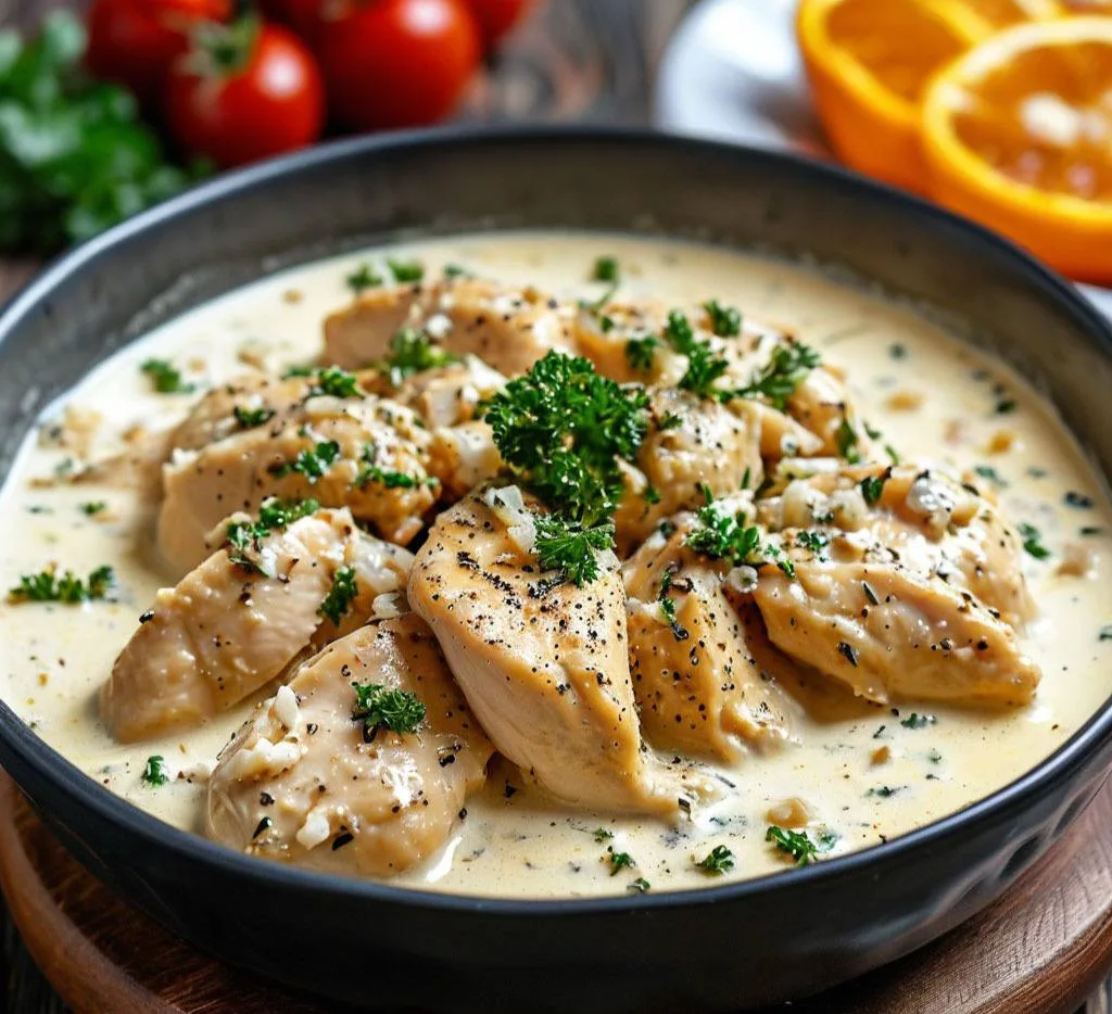 Быстрая курица в сливочно-чесночном соусе
