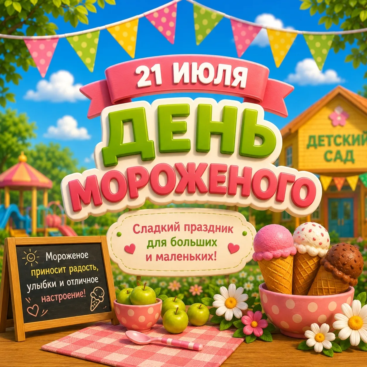 🍦 21 июля — День мороженого! 🍨 
 
Лето сложно представить без любимого холодного лакомства. Мороже