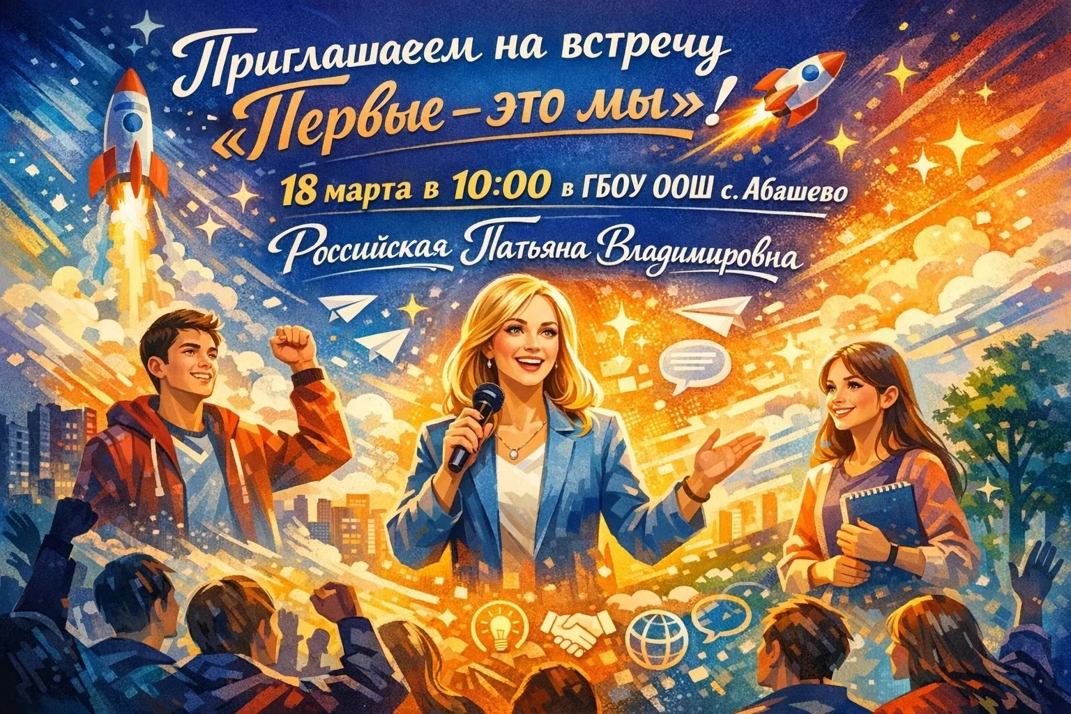 Приглашаем на встречу «Первые – это мы»! 🚀

Друзья, заряжаемся энергией и готовимся к новым свершен
