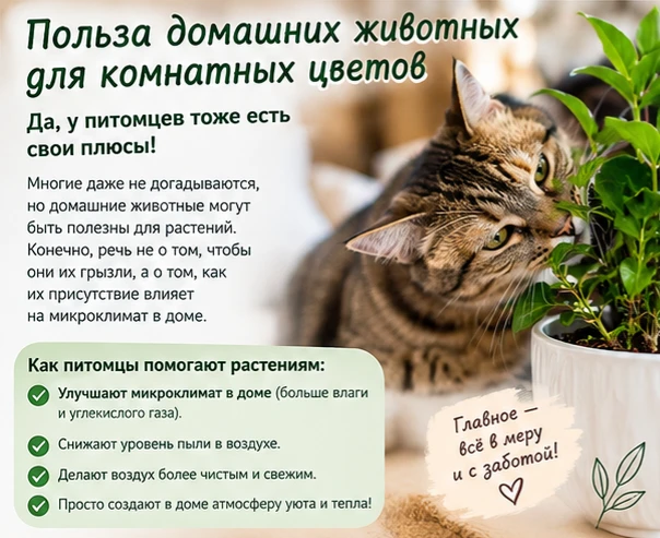 Могут ли домашние животные быть полезны комнатным растениям?