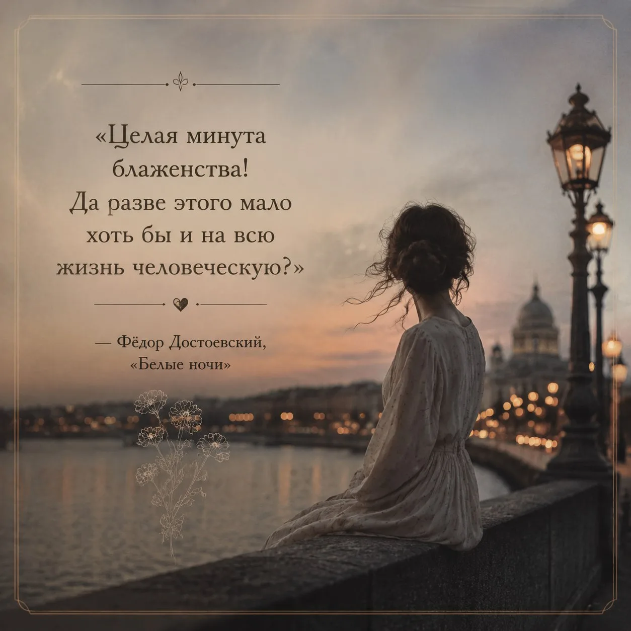 Мотивация

Целая минута блаженства! Да разве этого мало хоть бы и на всю жизнь человеческую?
📚Фёдор