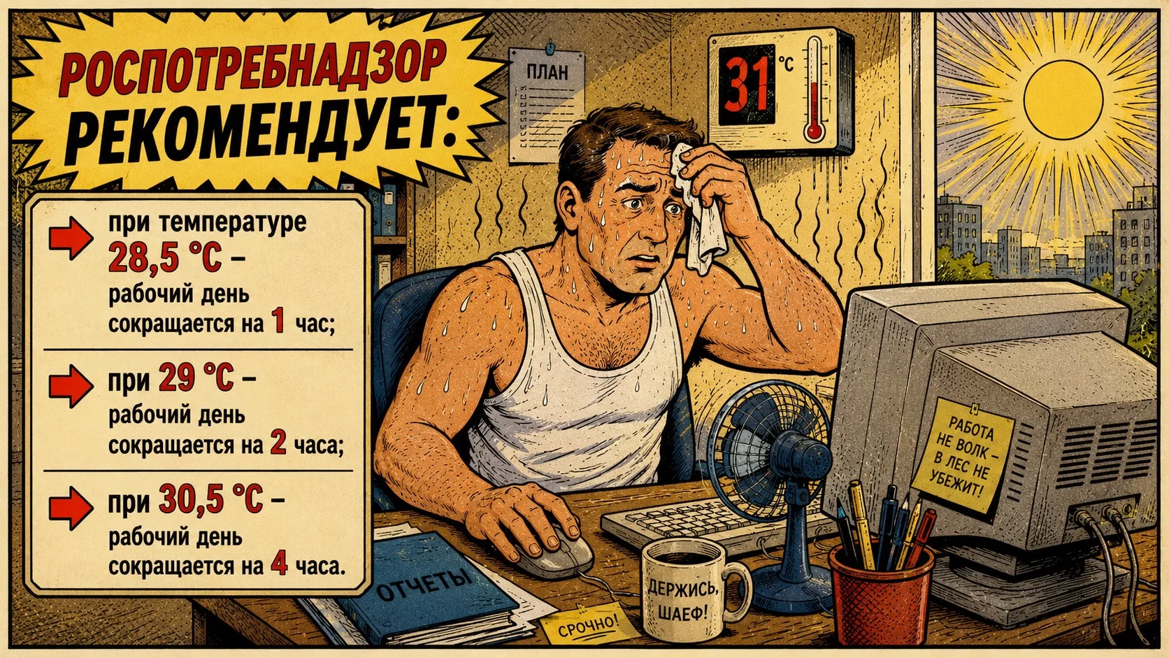 ⠀ ☀️ ⠀ ЖАРА. Что не так с рекомендациями Роспотребнадзора по сокращению продолжительности рабочего д