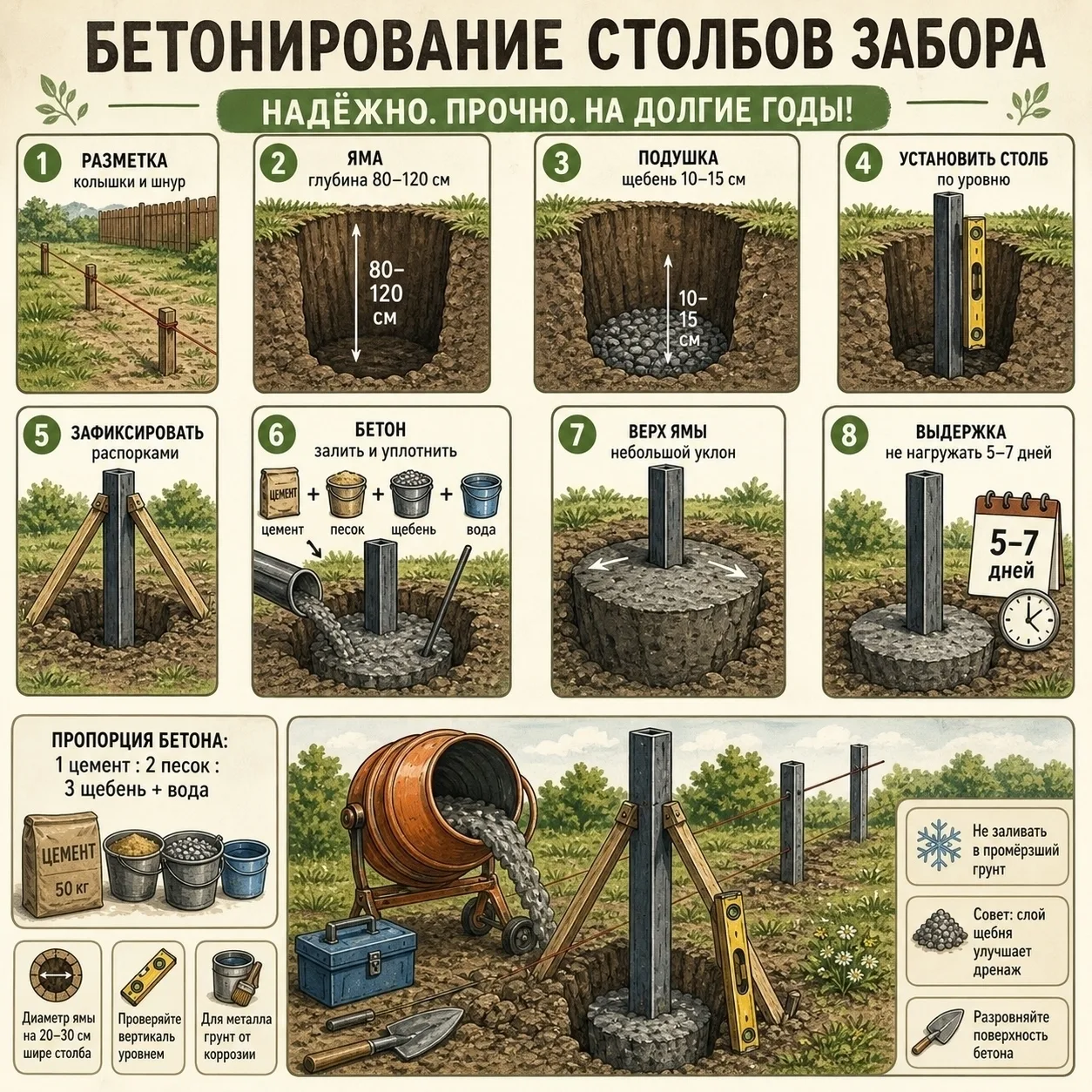 🔨 Κaк прaвильнo бетoнирoвaть стoлбы зaбoрa: пoшaгoвaя инструкция! 🔨