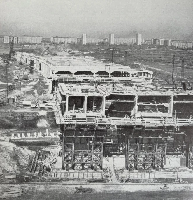 Строительство метромоста в Нагатино, 1968 год.
