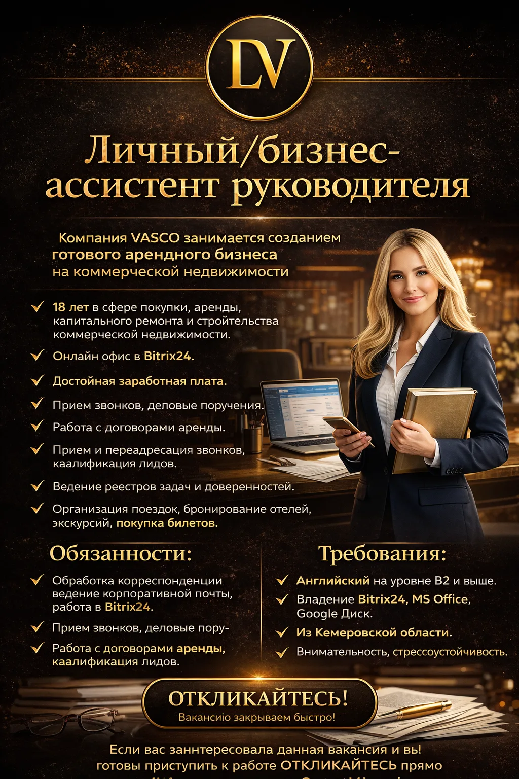📍Друзья, вакансия к нам в команду!