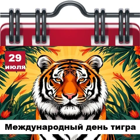 🗓 Сегодня 29 июля 2026 года, среда – отмечается 7 праздников. 

✅ Международный день тигра.  
✅ Фин