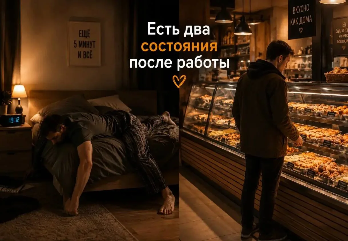 Есть два типа людей. 

Первый: «Нет сил готовить, доставка дороговато, лучше быстрее усну, завтра по