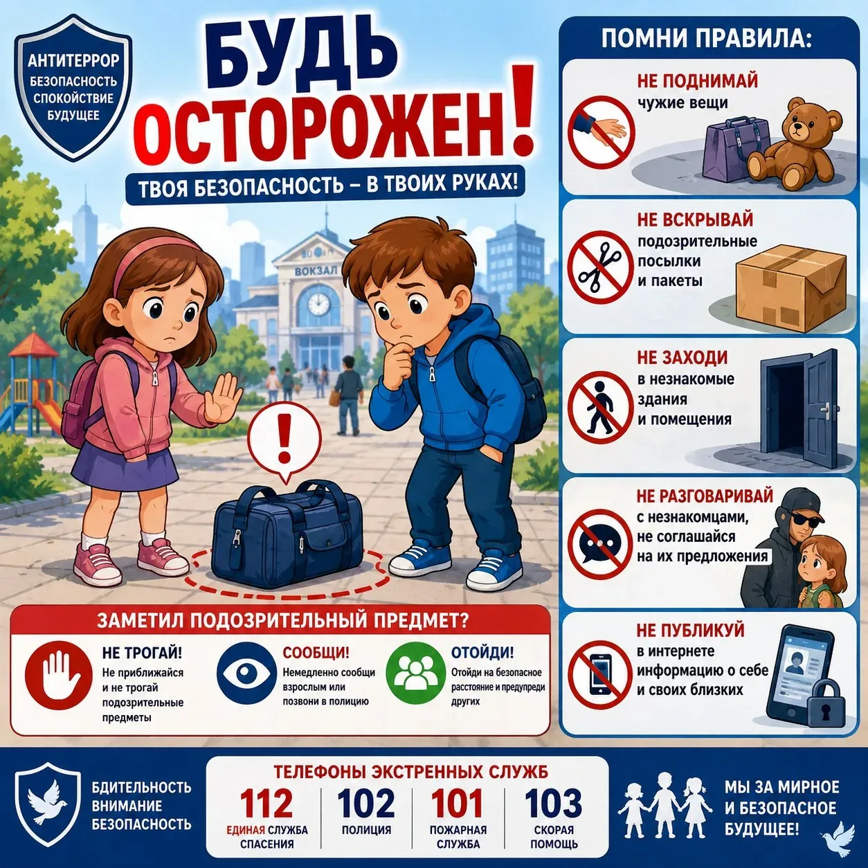 ☝️ТВОЯ БЕЗОПАСНОСТЬ - В ТВОИХ РУКАХ! Уважаемые родители! Напомните детям три простых правила безопас