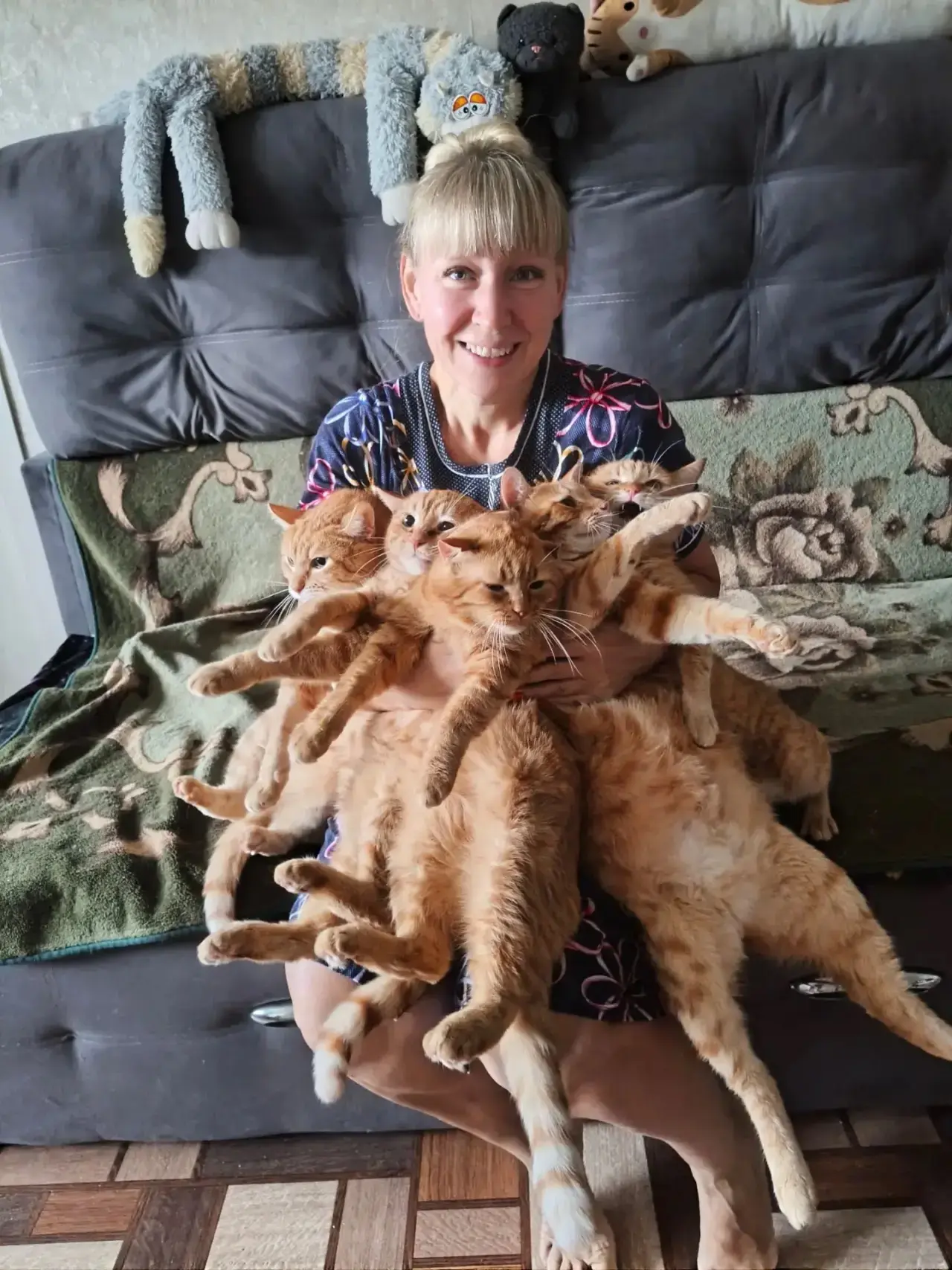 🐾 Знакомьтесь: главная достопримечательность дома семьи Бондаренко — целый рыжий прайд...
