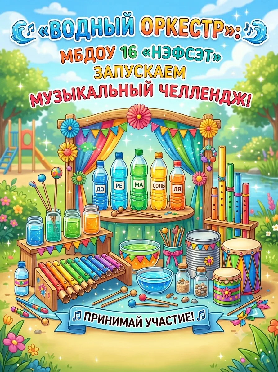 🌊🎶 «Водный оркестр»: запускаем музыкальный челлендж! 🎶🌊Дорогие родители и малыши! 🎉В рамках тем