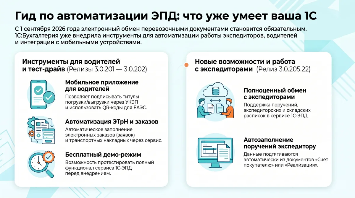 📝 Гид по автоматизации ЭПД: что уже умеет ваша 1С