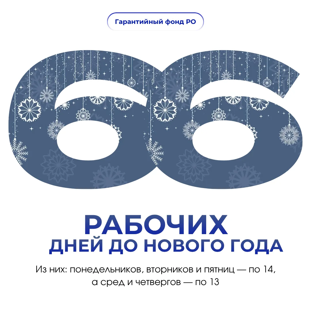 До Нового года — 94 дня, из которых 66 рабочих 🎄