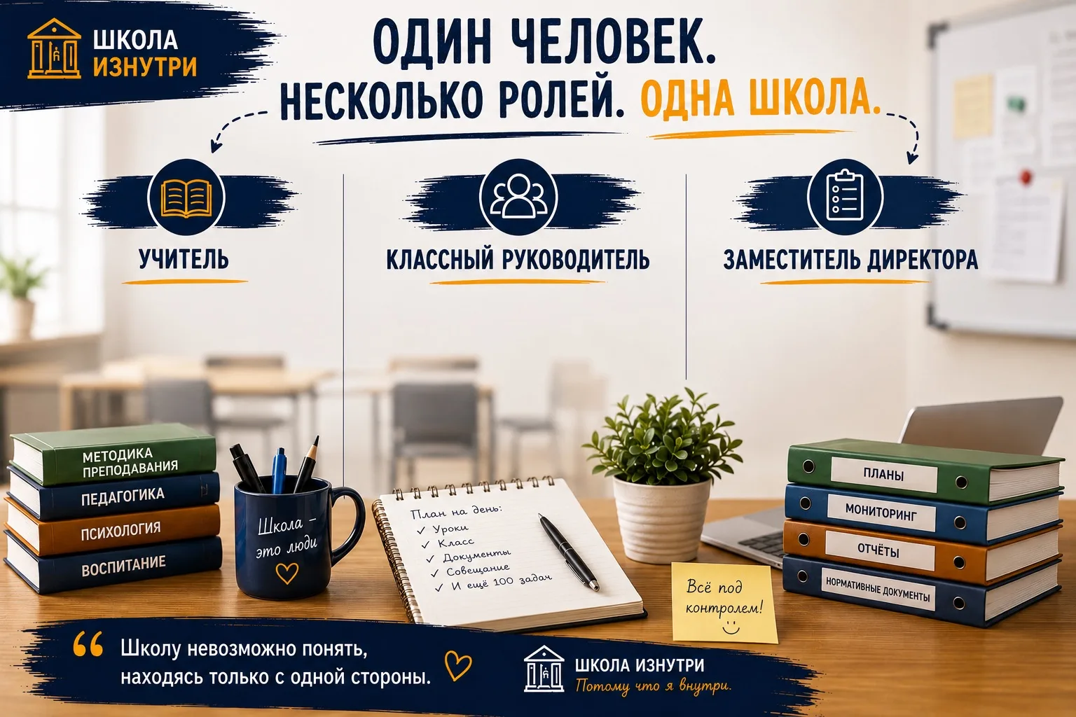 🏫 ОДИН ЧЕЛОВЕК. НЕСКОЛЬКО РОЛЕЙ. ОДНА ШКОЛА.
