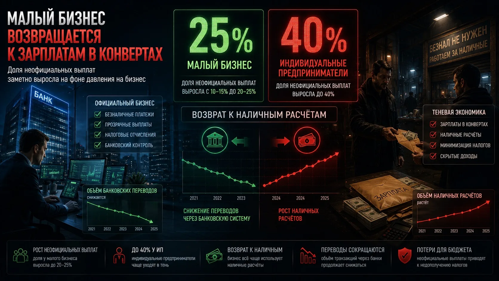 💵 Малый бизнес всё чаще возвращается к зарплатам «в конвертах»